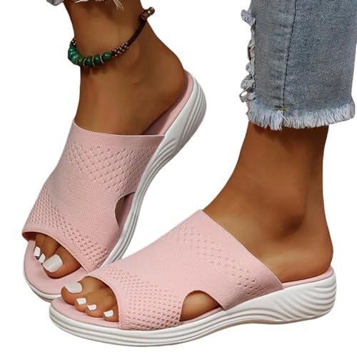 YDRABFLE Sandalen Für Damen Frauen Sandalen Indoor Outdoor Schuhe Für Frauen Low Heels Sandalen Elastische Kraft Hausschuhe Sommer Sandalen Weiblich-Rosa-40 von YDRABFLE