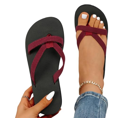 YDRABFLE Sandalen Für Damen Hausschuhe Damen Sandalen Square Head Solid Open Toe Sandalen Outwear Sandalen-Rot-39 von YDRABFLE