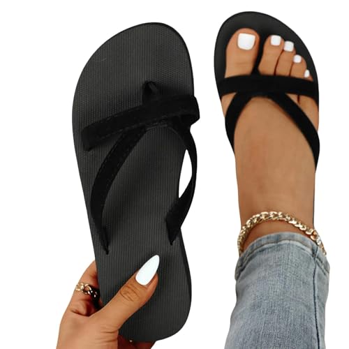 YDRABFLE Sandalen Für Damen Hausschuhe Damen Sandalen Square Head Solid Open Toe Sandalen Outwear Sandalen-Schwarz-37 von YDRABFLE