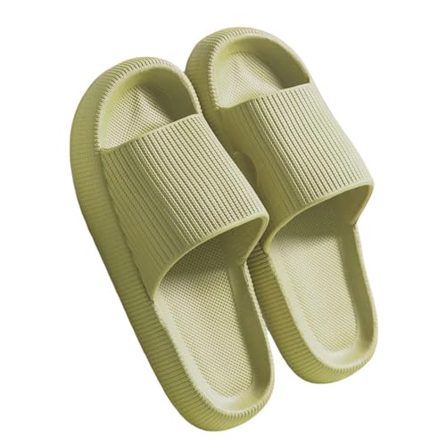 YDRABFLE Sommerhausschuhe Frauen Hausschuhe Cloud Kissen Dias Sommer Weiche Dicke Plattform Home Männer Indoor Anti-Rutsch Flat Flip Flops-A-Grün-40-41 (Passend 39-40) von YDRABFLE