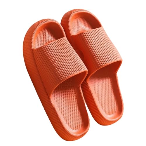 YDRABFLE Sommerhausschuhe Frauen Hausschuhe Cloud Kissen Dias Sommer Weiche Dicke Plattform Home Männer Indoor Anti-Rutsch Flat Flip Flops-A-Orange-38-39 (Passend 37-38) von YDRABFLE