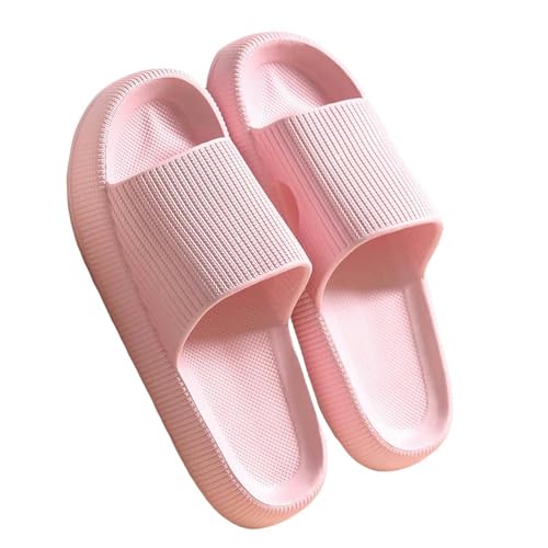 YDRABFLE Sommerhausschuhe Frauen Hausschuhe Cloud Kissen Dias Sommer Weiche Dicke Plattform Home Männer Indoor Anti-Rutsch Flat Flip Flops-A-Pink-40-41 (Passend 39-40) von YDRABFLE