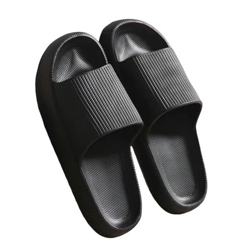 YDRABFLE Sommerhausschuhe Frauen Hausschuhe Cloud Kissen Dias Sommer Weiche Dicke Plattform Home Männer Indoor Anti-Rutsch Flat Flip Flops-A-Schwarz-36-37 (Passend 35-36) von YDRABFLE