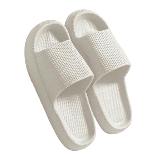 YDRABFLE Sommerhausschuhe Frauen Hausschuhe Cloud Kissen Dias Sommer Weiche Dicke Plattform Home Männer Indoor Anti-Rutsch Flat Flip Flops-A-Weiß-42-43 (Passend 41-42) von YDRABFLE