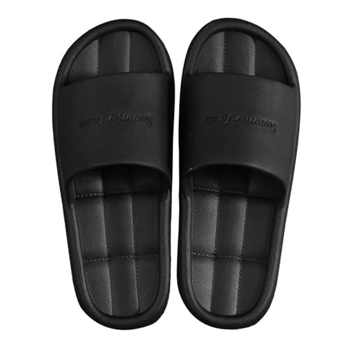 YDRABFLE Sommerhausschuhe Frauen Hausschuhe Cloud Kissen Dias Sommer Weiche Dicke Plattform Home Männer Indoor Anti-Rutsch Flat Flip Flops-B-Schwarz-38-39 (Passend 37-38) von YDRABFLE