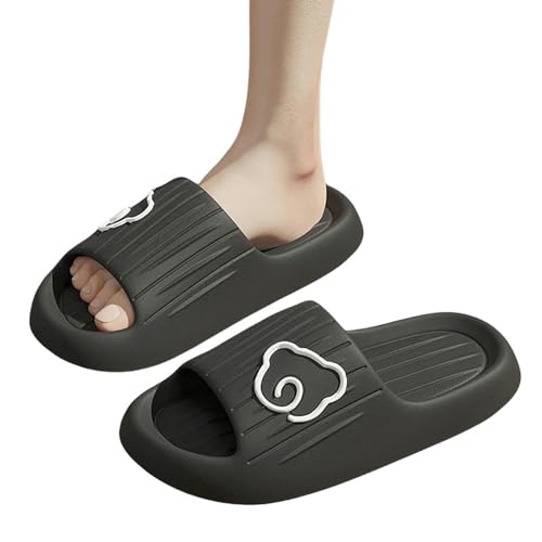 YDRABFLE Sommerhausschuhe Frauen Hausschuhe Strand Dias Cartoon Katze Flip Flops Männer Dicke Sohle Indoor Badezimmer Anti-Rutsch Schuhe Paar Sandalen-B Schwarz-40-41(Fit 39-40) von YDRABFLE