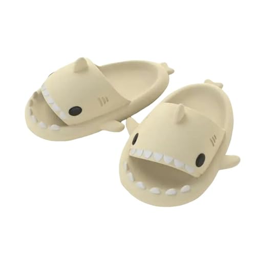 YDRABFLE Sommerhausschuhe Hai Hausschuhe Leichte Frauen Hai Dias Männer Badezimmer Flip Flops Home Anti-Rutsch Flache Schuhsandalen-Leichtes Beige-44-45 von YDRABFLE