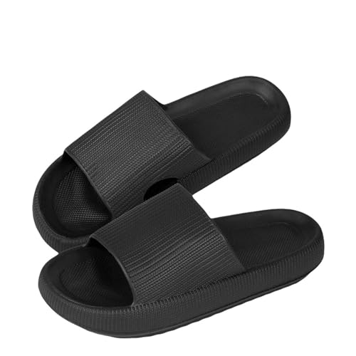 YDRABFLE Sommerhausschuhe Hausschuhe Frauen Leichte Schuhe Mann Weiche Sohle Plattform Sandalen Frau Flip Flops Rutschfeste Strandrutschen-3,5Cm Schwarz-36-37 von YDRABFLE