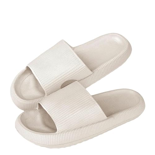 YDRABFLE Sommerhausschuhe Hausschuhe Frauen Leichte Schuhe Mann Weiche Sohle Plattform Sandalen Frau Flip Flops Rutschfeste Strandrutschen-3,5Cm Weiß-36-37 von YDRABFLE