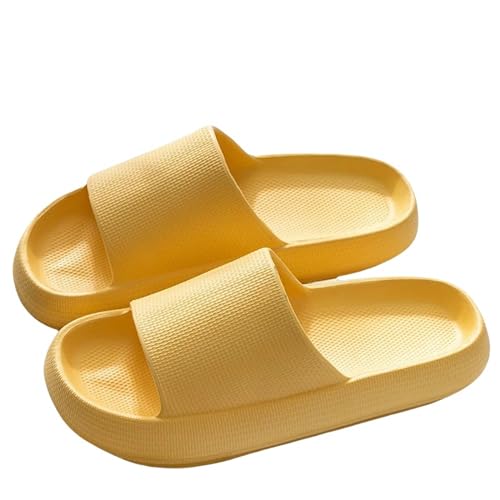 YDRABFLE Sommerhausschuhe Hausschuhe Frauen Leichte Schuhe Mann Weiche Sohle Plattform Sandalen Frau Flip Flops Rutschfeste Strandrutschen-3,6Cm Gelb-38-39 von YDRABFLE