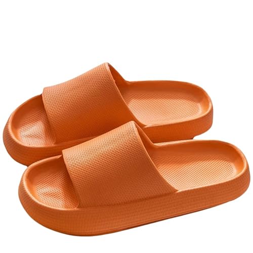 YDRABFLE Sommerhausschuhe Hausschuhe Frauen Leichte Schuhe Mann Weiche Sohle Plattform Sandalen Frau Flip Flops Rutschfeste Strandrutschen-3,6Cm Orange-40-41 von YDRABFLE