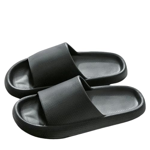 YDRABFLE Sommerhausschuhe Hausschuhe Frauen Leichte Schuhe Mann Weiche Sohle Plattform Sandalen Frau Flip Flops Rutschfeste Strandrutschen-3,6Cm Schwarz-40-41 von YDRABFLE