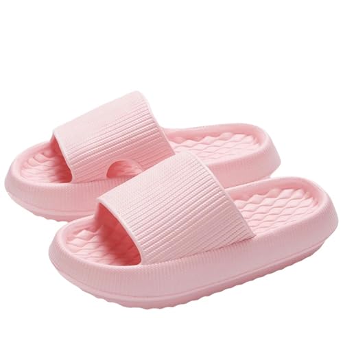 YDRABFLE Sommerhausschuhe Hausschuhe Frauen Leichte Schuhe Mann Weiche Sohle Plattform Sandalen Frau Flip Flops Rutschfeste Strandrutschen-4,0Cm Pink-38-39 von YDRABFLE