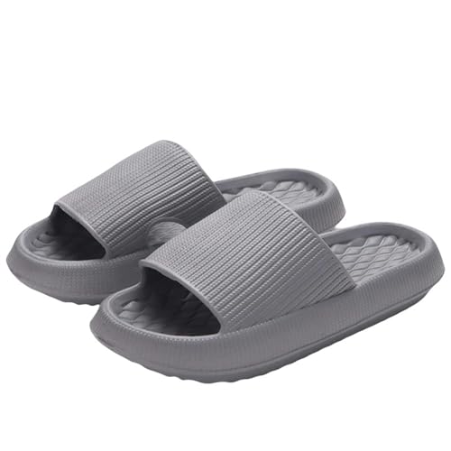 YDRABFLE Sommerhausschuhe Hausschuhe Frauen Leichte Schuhe Mann Weiche Sohle Plattform Sandalen Frau Flip Flops Rutschfeste Strandrutschen-4.0Cm Grau-38-39 von YDRABFLE