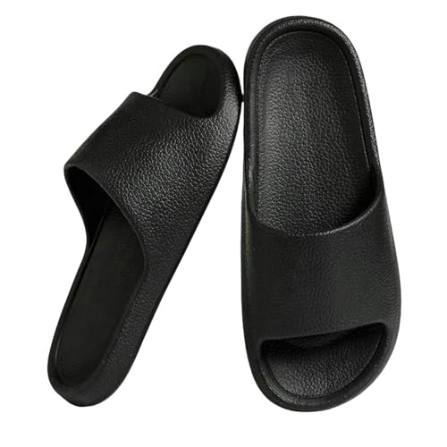 YDRABFLE Sommerhausschuhe Hausschuhe Für Männer Frauen Weiche Unterseite Hausschuhe Innenhaus Dias Flache Sandalen Strand Schuhe Mann Flip Flops-A Black-42-43 von YDRABFLE