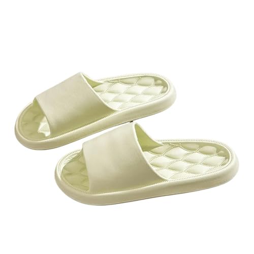 YDRABFLE Sommerhausschuhe Startseite Hausschuhe Sommer Frauen Männer Solide Dias Indoor Mute Anti-Rutsch Baden Flip Flops Sandalen Unisex Soft Sole Schuhe-Grün-36-37 von YDRABFLE