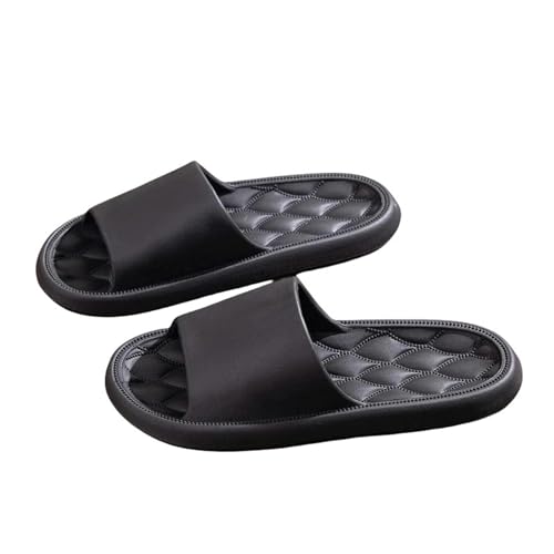 YDRABFLE Sommerhausschuhe Startseite Hausschuhe Sommer Frauen Männer Solide Dias Indoor Mute Anti-Rutsch Baden Flip Flops Sandalen Unisex Soft Sole Schuhe-Schwarz-42-43 von YDRABFLE