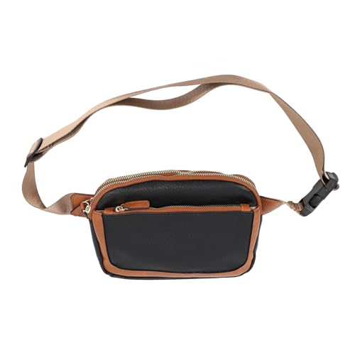 YDRCESMI Kompakte, stilvolle PU-Hüfttasche, wasserdichte Outdoor-Sport-Hüfttasche für Männer und Frauen (Schwarzbraun) von YDRCESMI