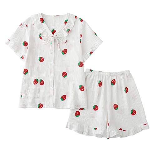 YDSH Damen Pyjama Set Top und Erdbeere Short Hose Zweiteiliger, Damen Schlafanzug von YDSH