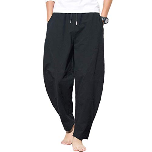 YDSH Herren Baggy Aladin Freizeithose Haremshose Pumphose,Herren Loose Leicht Leinenhosen Haremhose Bequem Atmungsaktiv Sommerhosen Männer Leinen Hosen Lässige Hose von YDSH