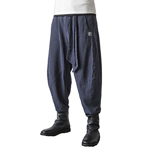 YDSH Herren Leinenhose Sommerhose Lange Stoffhose Loose Fit, Herren Freizeithosen Leinenhose Baggy Baumwolle Luftige Bequeme Herren Leinenhose Sommer Freizeithosen Bequeme Strand Leicht Hosen von YDSH