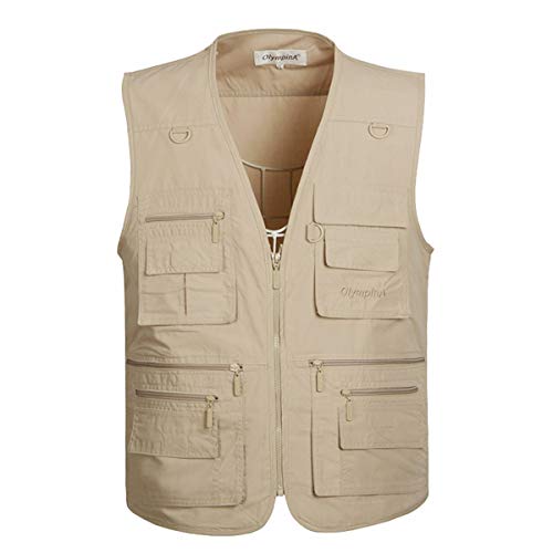 YDSH Herren Multi-Pocket Reporter Fotografie Weste verdeckt tragen Waistcoat ärmellose Jacke Casual Vest Gilet,Herren Mode Weste Sommer Outdoor Multi Pockets Casual Weste von YDSH