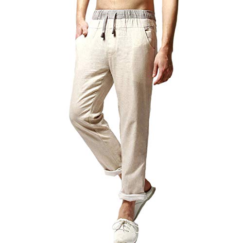 YDSH Leinenhosen für Männer Slim Fit Leichte Sommer Hose Lang Casual Strandhosen Leinen Hose,Herren Lässige Strandhosen Sommerhosen Loose Leinenhosen - Männer Lange Hosen Freizeithose von YDSH