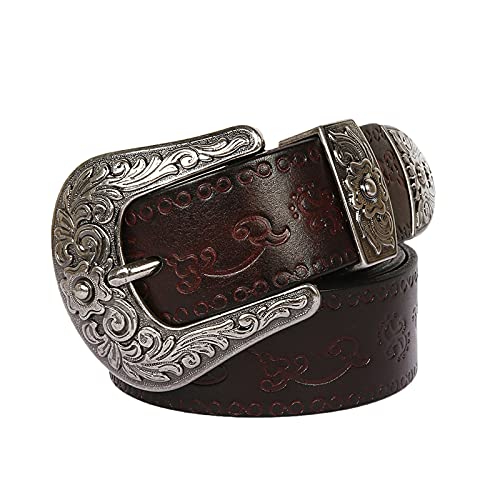 YDYBY Vintage Western Style Echtleder Gürtel für Herren Damen 105cm - 125cm Länge Fashion Embossed Pattern Nietengürtel für Oder Gothic-Outfits,Braun,110CM YDYBY Vintage Western Style Echtleder Gürtel für Herren Damen 105cm - 125cm Länge Fashion Embossed Pattern Nietengürtel für Oder Gothic-Outfits,Braun,110CM von YDYBY