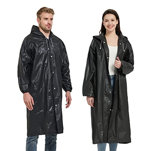 YDYJKI Regenmäntel (2er-Pack) Regenponcho für Erwachsene, wiederverwendbarer Regenmantel, leichte Regenmäntel für Männer und Frauen (schwarz) von YDYJKI