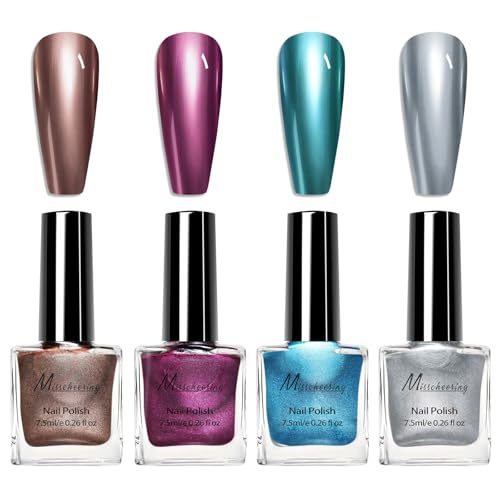 4 Pcs 7Ml Metallica Spiegeleffekt Nagellack Mirror NagellackS Lack Chrom Nail Polish Spiegeleffekt Hochglanz Gel Maniküre Nagellack- Art Metallic Nagel-lack Fingernagellack Für Den Heim-Diy-Nagelsalon von YDYSAA