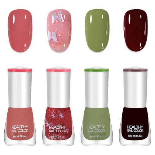 4 Pcs Gellack Gel Polish Gelnägel Nagellack Nude Auf Wasserbasis Ohne Uv Lampe Quick Dry Nagellacks Peel Off Nail Polish Nackt Uv Nagellack- Maniküre Salon Gellack Für Frauen Diy Zu Hause, 8 Ml von YDYSAA