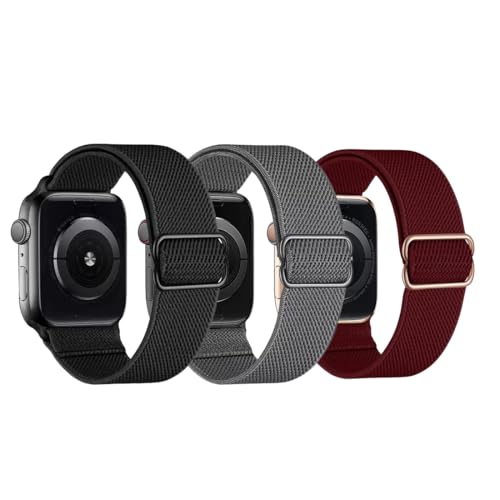YDxingY 3 Stück Uhrenarmbänder Kompatibel mit Apple Watch 38mm/40mm/41mm/42mm(Serie 10),Nylon Geflochtenes Armbänder,Ersatzarmband für iWatch SE Series 10 9 8 7 6 5 4 3 2 1 Ultra von YDxingY
