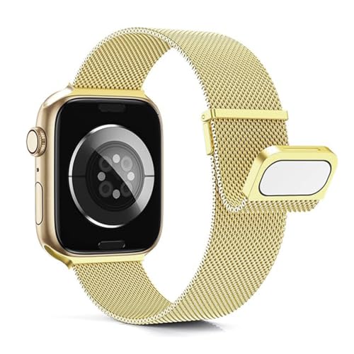 YDxingY Uhrenarmbänder Kompatibel mit Apple Watch 42mm/44mm/45mm/46mm/49mm Mesh Armbänder, Edelstahl Magnetisch Armband,Ersatzarmband für iWatch SE Series 10 9 8 7 6 5 4 3 2 1 Ultra, Gold von YDxingY