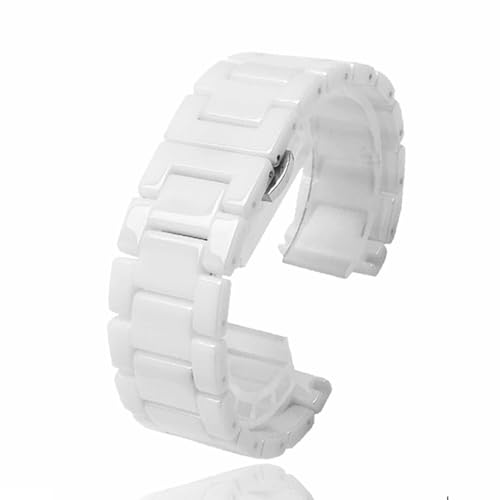 YEAHLEE Uhrenarmband aus Keramik Weißes Keramikarmband Keramikarmband mit Doppeldruckknopfschließe Hohe Qualität Unisex Keramikband (Breite 18mm, Schwarz) von YEAHLEE