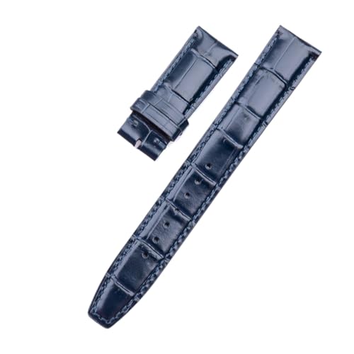YEAHSO 20mm 22mm italienisches Rindsleder Uhrenarmband Faltschließe passend for IWC Armband Pilot Spitfire Mark18 Portofino TOP Gun Uhrenarmband (Color : Blue, Size : 20_Black Buckle) von YEAHSO