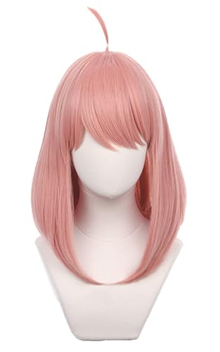 YEAJION Anya Forger Cosplay Perücke Rosa Kurz Spy X Family Cosplay Verkleidung Anya Cosplay Wig Halloween Karneval Party Anime Cosplay Kostüm Zubehör Erwachsene von YEAJION