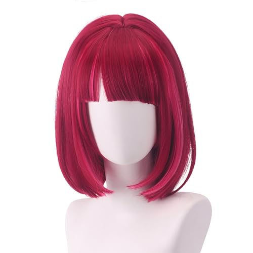 YEAJION Arima Kana Cosplay Perücke Anime Oshi no Ko Cosplay Verkleidung Kana Arima Perücke Rot Kurze Wig Halloween Karneval Party Bühnenauftritt Cosplay Kostüm Zubehör Erwachsene von YEAJION