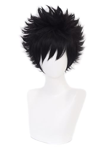 YEAJION Dabi Cosplay Perücke Schwarz Kurz Anime My Hero Academia Cosplay Verkleidung Dabi Wig Halloween Karneval Party Cosplay Kostüm Zubehör Erwachsene von YEAJION