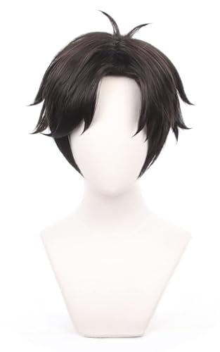 YEAJION Damian Desmond Cosplay Perücke Schwarz Kurz Spy X Family Cosplay Verkleidung Damian Cosplay Wig Halloween Karneval Party Anime Cosplay Kostüm Zubehör Erwachsene von YEAJION