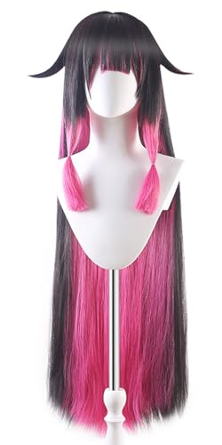 YEAJION Genshin Impact Cosplay Columbina Perücke Lange Rosa und Schwarzer Mix Genshin Damselette Cosplay Verkleidung Columbina Cosplay Wig Halloween Karneval Party Anime Cosplay Kostüm Zubehör von YEAJION