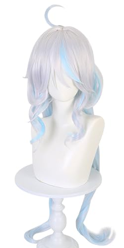 YEAJION Genshin Impact Cosplay Furina Perücke Lange Silber Blau Mix Genshin Cosplay Verkleidung Focalors Cosplay Wig Halloween Karneval Party Anime Cosplay Kostüm Zubehör Erwachsene von YEAJION