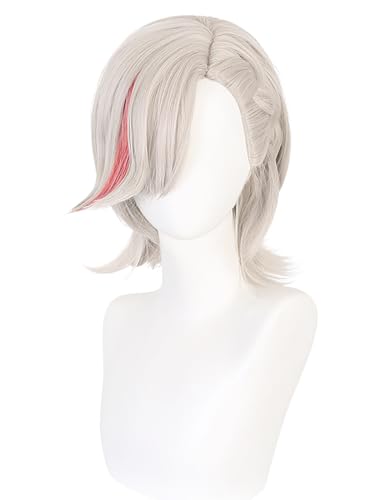 YEAJION Genshin Impact Cosplay Lyney Perücke mit Rot Strähnchen Genshin Cosplay Verkleidung Lyney Cosplay Wig Halloween Karneval Party Bühnenauftritt Cosplay Kostüm Zubehör Erwachsene von YEAJION