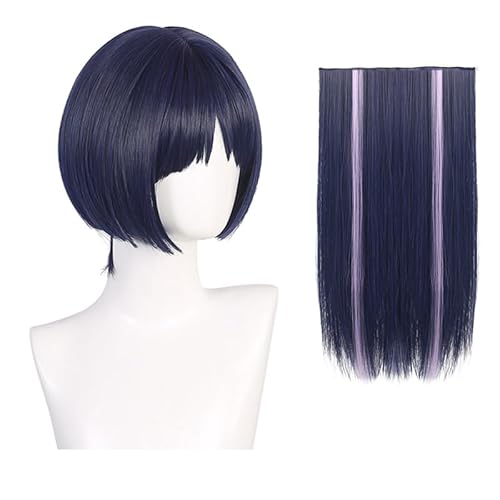 YEAJION Genshin Impact Cosplay Scaramouche Perücke mit Lila Strähnchen Genshin Cosplay Verkleidung Wanderer Cosplay Wig Halloween Karneval Party Bühnenauftritt Cosplay Kostüm Zubehör Erwachsene von YEAJION