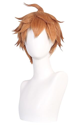 YEAJION Genshin Impact Cosplay Tartaglia Perücke Orange Kurz Genshin Cosplay Verkleidung Tartaglia Cosplay Wig Halloween Karneval Party Anime Cosplay Kostüm Zubehör Erwachsene von YEAJION