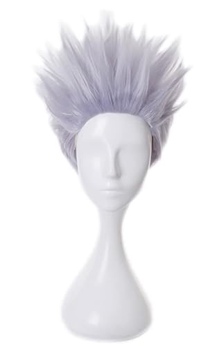 YEAJION Gojo Satoru Cosplay Perücke Silber Kurz Jujutsu Kaisen Cosplay Verkleidung Satoru Gojo Cosplay Wig Halloween Karneval Party Anime Cosplay Kostüm Zubehör Erwachsene von YEAJION