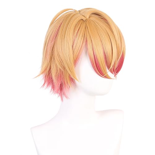 YEAJION Hoshino Akua Cosplay Perücke Anime Oshi no Ko Cosplay Verkleidung Akua Hoshino Perücke Orange Kurze Wig Halloween Karneval Party Bühnenauftritt Cosplay Kostüm Zubehör Erwachsene von YEAJION