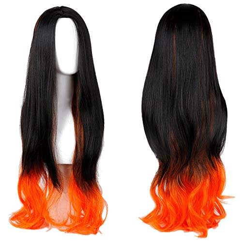 YEAJION Kamado Nezuko Cosplay Perücke Anime Demon Slayer Cosplay Nezuko Perücke Kimetsu no Yaiba Kostüm Halloween Karneval Party Bühnenauftritt Cosplay Zubehör Erwachsene von YEAJION