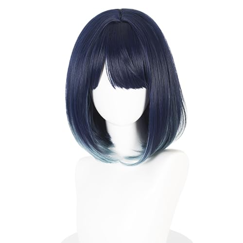 YEAJION Kurokawa Akane Cosplay Perücke Anime Oshi no Ko Cosplay Verkleidung Akane Kurokawa Perücke Blau Lange/Kurze Wig Halloween Karneval Party Bühnenauftritt Cosplay Kostüm Zubehör Erwachsene von YEAJION