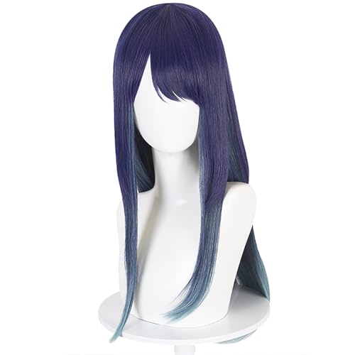 YEAJION Kurokawa Akane Cosplay Perücke Anime Oshi no Ko Cosplay Verkleidung Akane Kurokawa Perücke Blau Lange/Kurze Wig Halloween Karneval Party Bühnenauftritt Cosplay Kostüm Zubehör Erwachsene von YEAJION