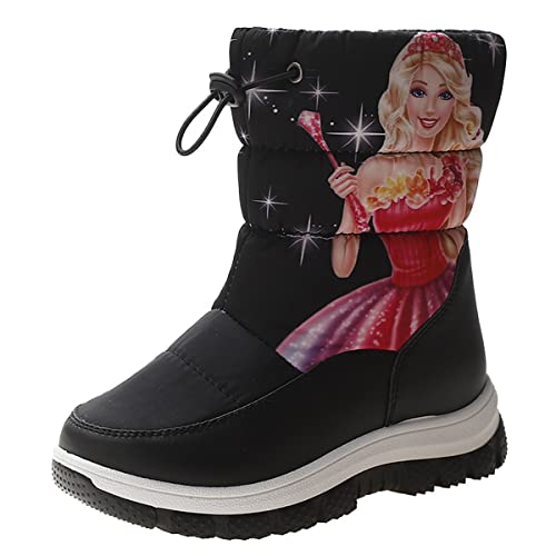 YEAJION Mädchen Schneestiefel Rutschfeste Weiche Sohle Prinzessin Winterstiefel Pelzgefütterte Rutschfeste Stiefel von YEAJION